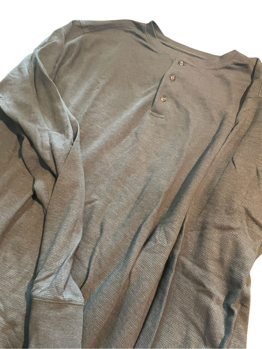 Ocean Coast Men's Long-Sleeve Henley Shirt - Olive Green sz 2XLT